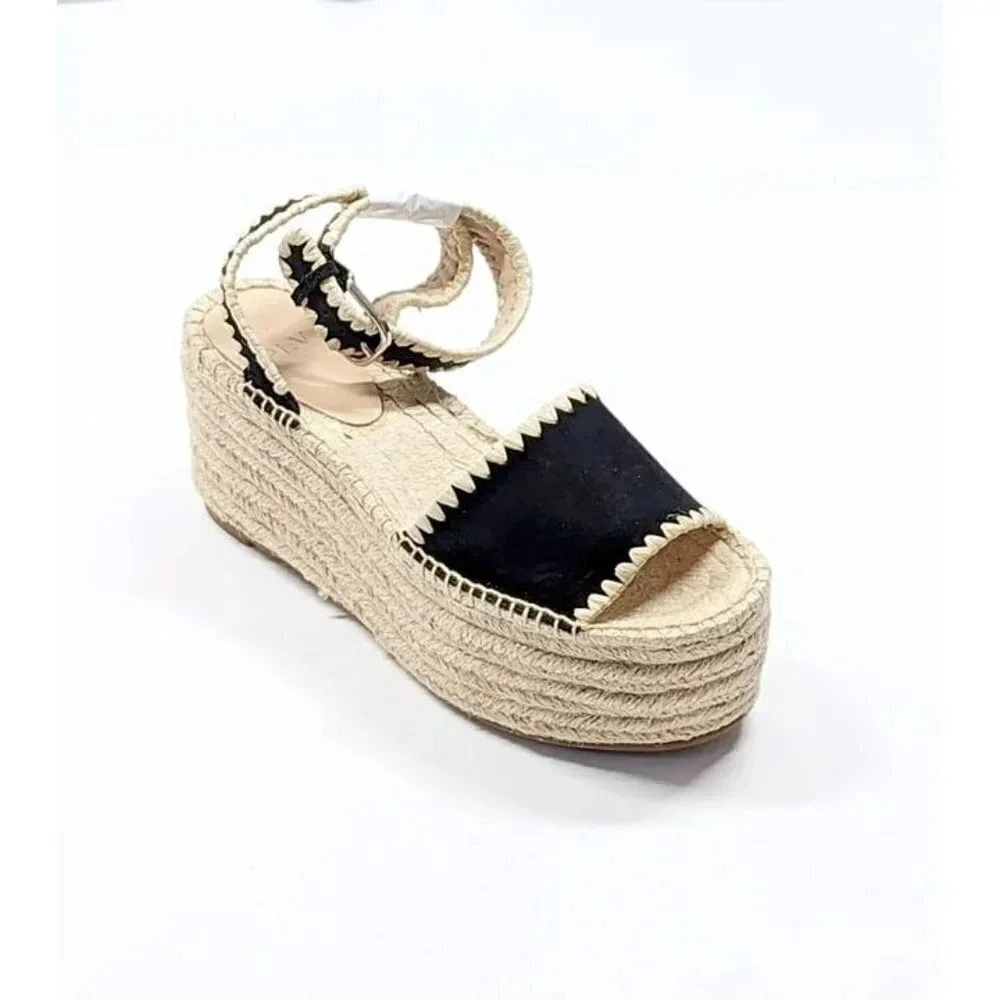 Pour La Victoire Women's Ria Suede & Raffia Platform Sandals Size 9.5 MSRP $245